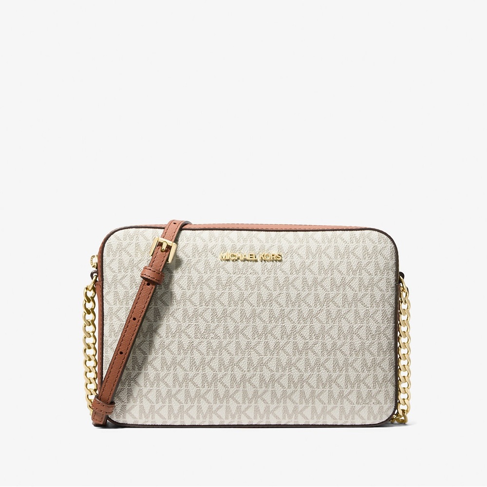 Michael Kors Jet Set Cream and Tan Crossbody Bag